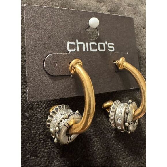 0001 Chico's new gold and Silvertone post earrings - Picture 1 of 2